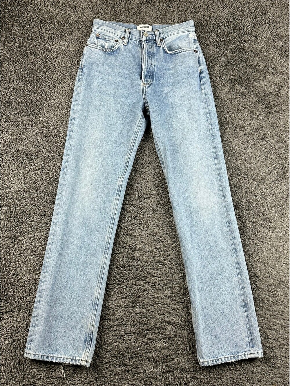 AGOLDE Womens 23 Riptide Lana Straight Leg Distressed Organic Cotton Jeans